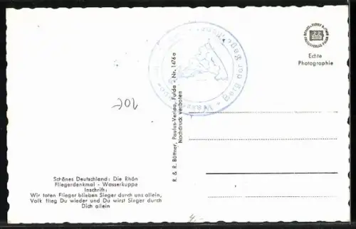 AK Segelflieger am Fliegerdenkmal auf der Wasserkuppe in der Rhön