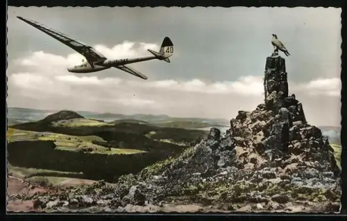AK Segelflieger am Fliegerdenkmal auf der Wasserkuppe in der Rhön