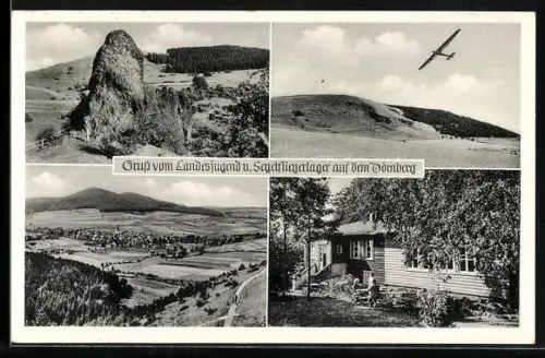 AK Dörnberg / Kassel, Landesjugend- und Segelfliegerlager, Felsen, Segelflugzeug, Unterkunft