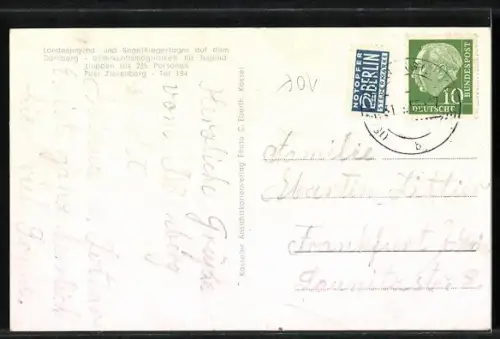 AK Dörnberg / Kassel, Landesjugend- und Segelfliegerlager, Felsen, Segelflugzeug, Unterkunft