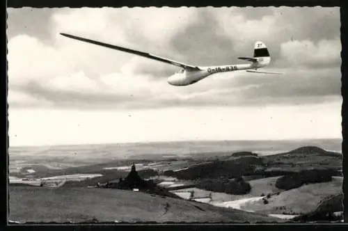 AK Wasserkuppe, Totale mit Segelflugzeug