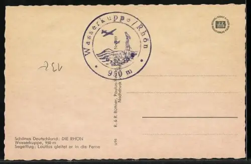 AK Wasserkuppe, Totale mit Segelflugzeug