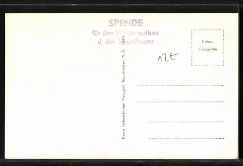 AK Fördert den heimischen Segelflug!, Segelflugzeug im verschneiten Gebirge