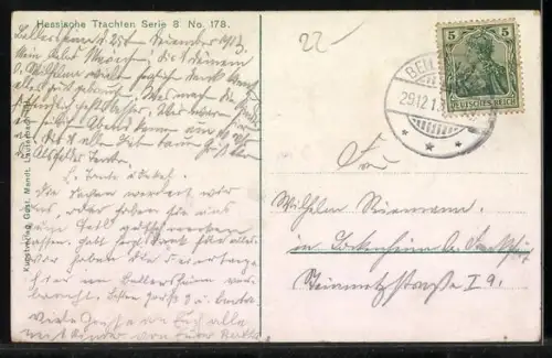 AK Gänse hütendes Mädchen in hessischer Tracht