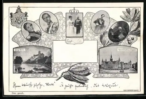 AK Dresden, Residenzschloss Dresden, Burg Wettin, sächsische Adlige