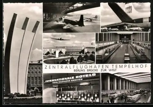 AK Berlin, Zentral-Flughafen Tempelhof in sieben Ansichten