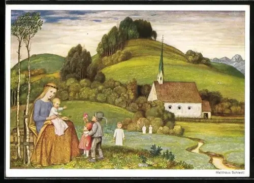 Künstler-AK Matthäus Schiestl: Madonna