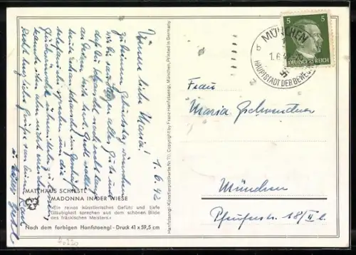 Künstler-AK Matthäus Schiestl: Madonna