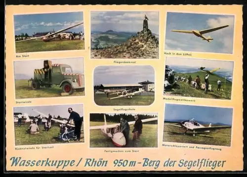 AK Wasserkuppe /Rhön, Segelflugschule, Modellflugwettbewerb