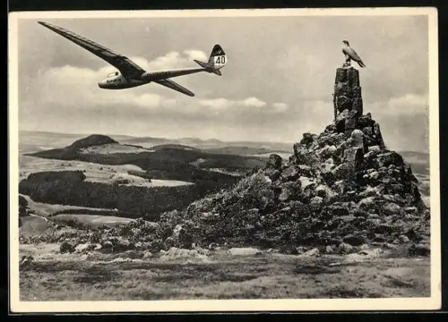 AK Wasserkuppe, Segelflugzeug am Fliegerdenkmal