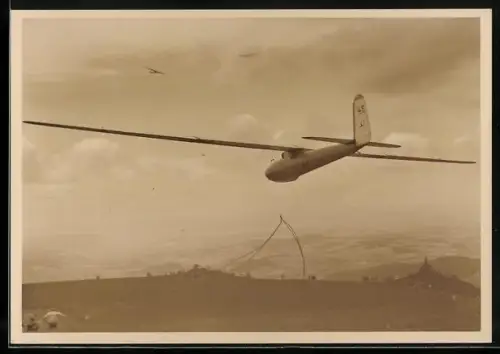 AK Wasserkuppe, Segelflugzeug Darmstadt kurz nach dem Start
