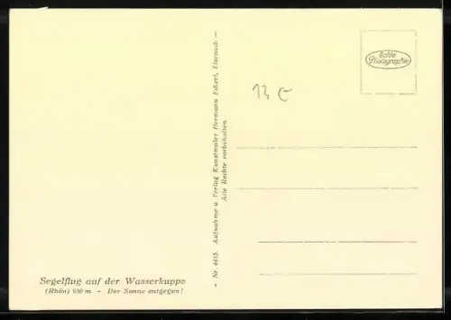 AK Segelflug auf der Wasserkuppe, Schlesien in Not Der Sonne entgegen