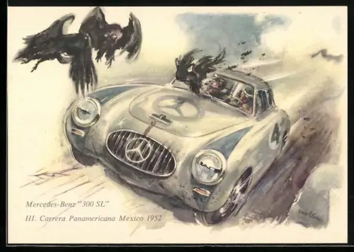 AK Mercedes Benz 300 SL beim III. Carrera Panamericana Mexico 1952