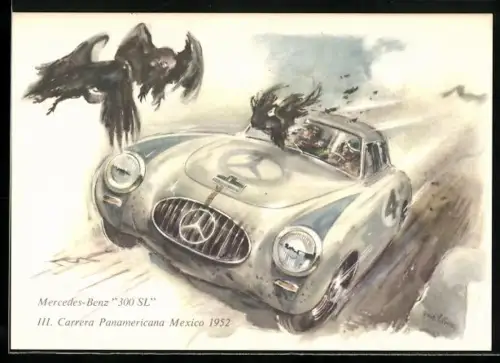 AK Mercedes Benz 300 SL beim III. Carrera Panamericana Mexico 1952