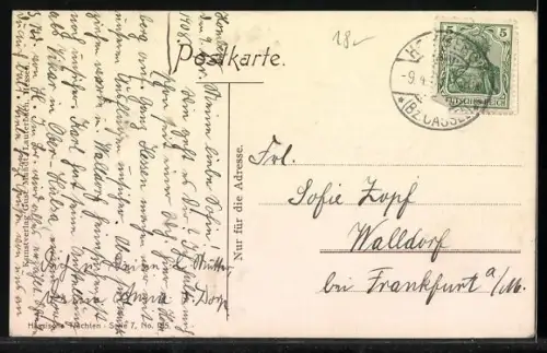 AK Hessische Trachten, Brautpaar in Gasthaus