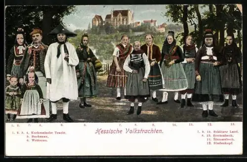 AK Hessische Volkstrachten aus Buchenau, Schlitzer Land und Biedenkopf