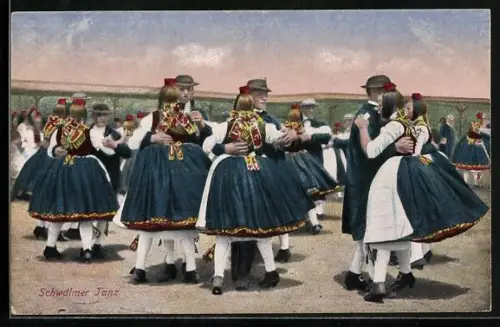 AK Paare in hessischen Trachten beim Schwälmer Tanz
