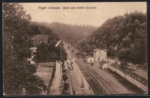 AK Steinicht, Blick vom Hotel Steinicht über den Bahnhof