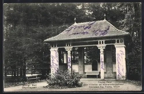 AK Bad Oeynhausen, Freytag Haus, Zum Andenken des Badeverwaltungsdirektor Oberbergrat Aug. Freytag 1875-94