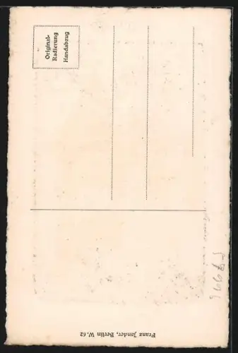 Künstler-AK Quedlinburg, Steinweg mit Fachwerkhäusern und Kirche