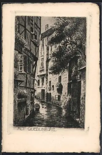 Künstler-AK Quedlinburg, Partie in der Altstadt