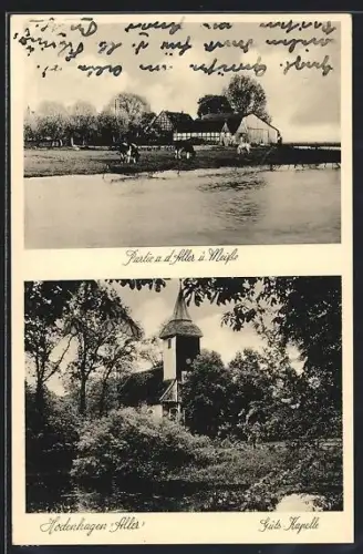 AK Hodenhagen /Aller, Partie an der Aller u. Meisse, Guts Kapelle