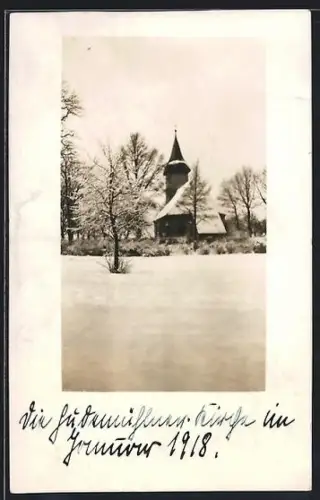 Foto-AK Hodenhagen, Kirche im Januar 1918