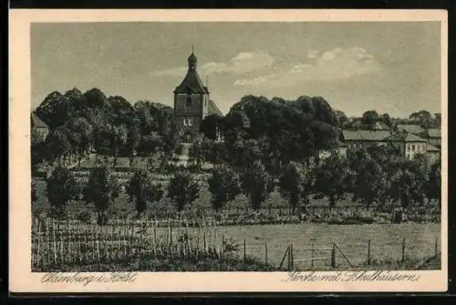AK Oldenburg i. Holst., Kirche mit Schulhäusern