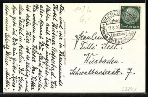 AK Warnemünde, Strandkörbe am Badestrand