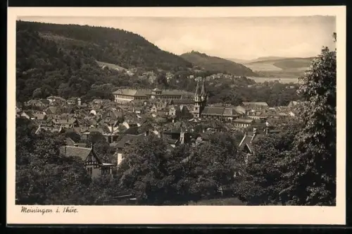 AK Meiningen i. Thür., Ortsansicht mit Kirche