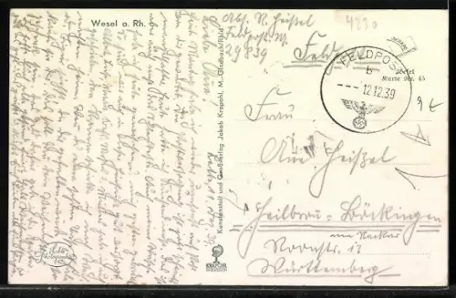 AK Wesel a. Rh., Ortsansicht mit Rheinpartie