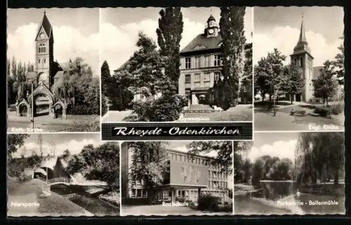AK Rheydt-Odenkirchen, Kath. Kirche, Gymnasium, evgl. Kirche, Nierspartie
