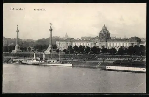 AK Düsseldorf, Flusspartie am Kunstpalast
