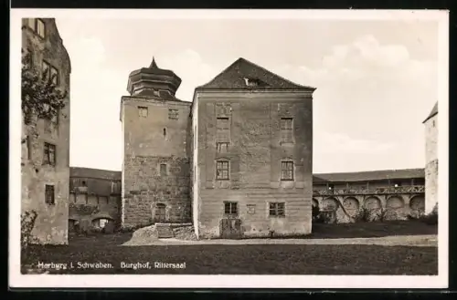 AK Harburg i. Schwaben, Burghof, Rittersaal