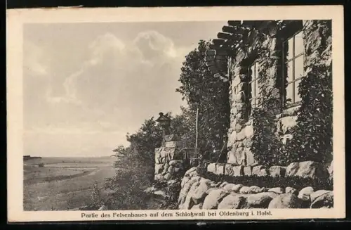 AK Oldenburg i. Holst., Partie des Felsenbaues auf dem Schlosswall