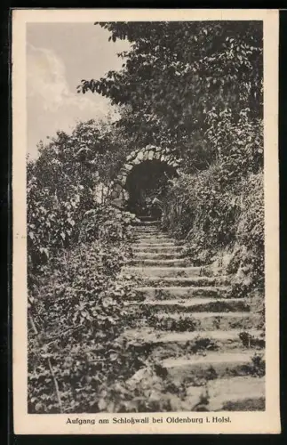 AK Oldenburg i. Holst., Aufgang am Schlosswall