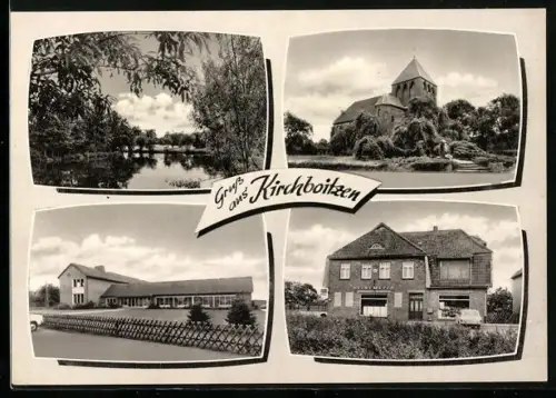 AK Kirchboitzen /Fallingbostel, Kirche, Geschäft, Teich, verschiedene Ortsansichten