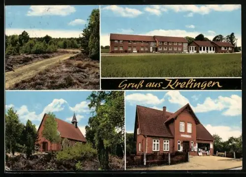 AK Walsrode-Krelingen, Kirche, Gasthaus, Landschaftsansicht