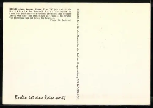 AK Berlin-Britz, Dorfkirche, Teich