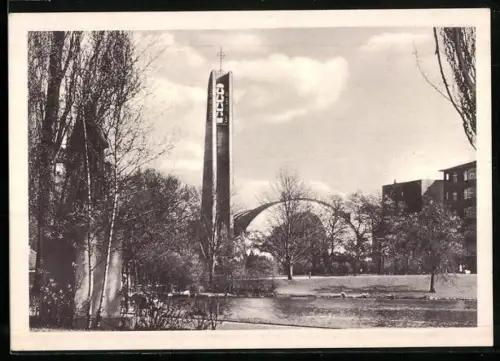 AK Berlin-Charlottenburg, St.-Canisius-Kirche am Lietzensee, Glockenturm