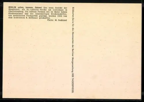 AK Berlin-Charlottenburg, St.-Canisius-Kirche am Lietzensee, Glockenturm