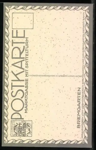 Künstler-AK Bremgarten /AG, Marktgasse mit Spittelturm