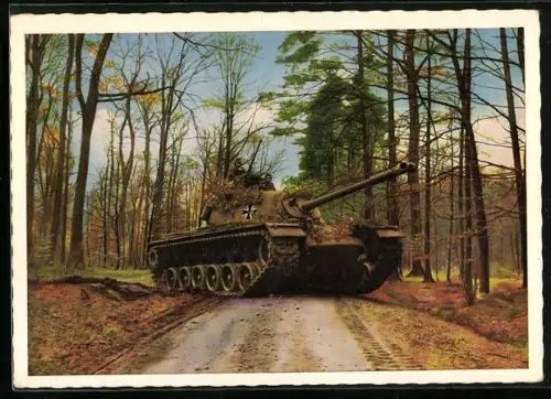 AK Bundeswehr, Panzer M 48 in Herbstwald