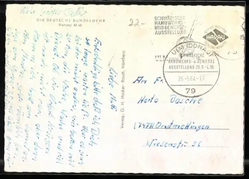 AK Bundeswehr, Panzer M 48 in Herbstwald