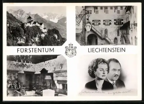 AK Fürstentum Liechtenstein, Schloss Vaduz, Fürst Franz Josef II und Fürstin Cina