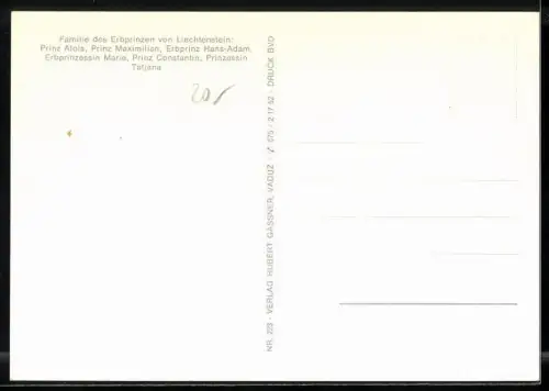 AK Liechtenstein, Erbprinz Hans Adam von und zu Liechtenstein mit Erbprinzessin Marie und den Kindern