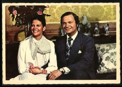 AK König Carl XVI. Gustaf von Schweden u. Fräulein Silvia Sommerlath