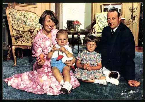 AK Norges Kronprinsfamilie, Prinz Harald, Prinzessin Sonja, Haakon & Märtha Louise von Norwegen