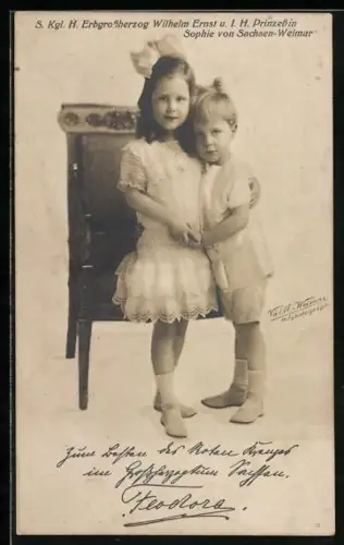 AK Erbgrossherzog Wilhelm Ernst und Prinzessin Sophie von Sachsen-Weimar, Kinderportrait