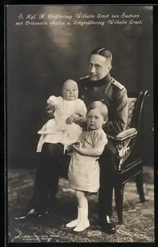 AK Grossherzog Wilhelm Ernst von Sachsen, m. Prinzessin Sophie & Erbgrossherzog Wilhelm Ernst